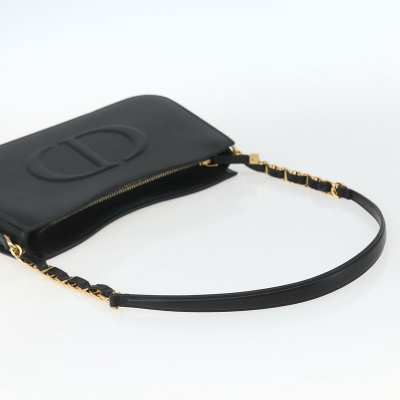 【日本直送】Christian Dior 黑色金色皮革肩背包，正品 ka1879SAM-6