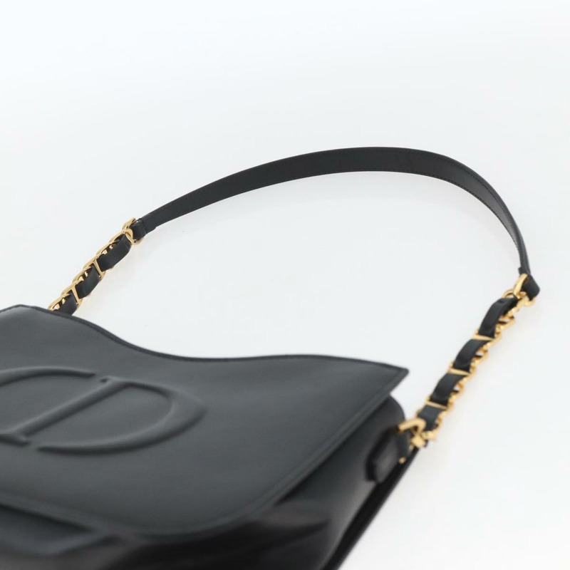 【日本直送】Christian Dior 黑色金色皮革肩背包，正品 ka1879SAM-13