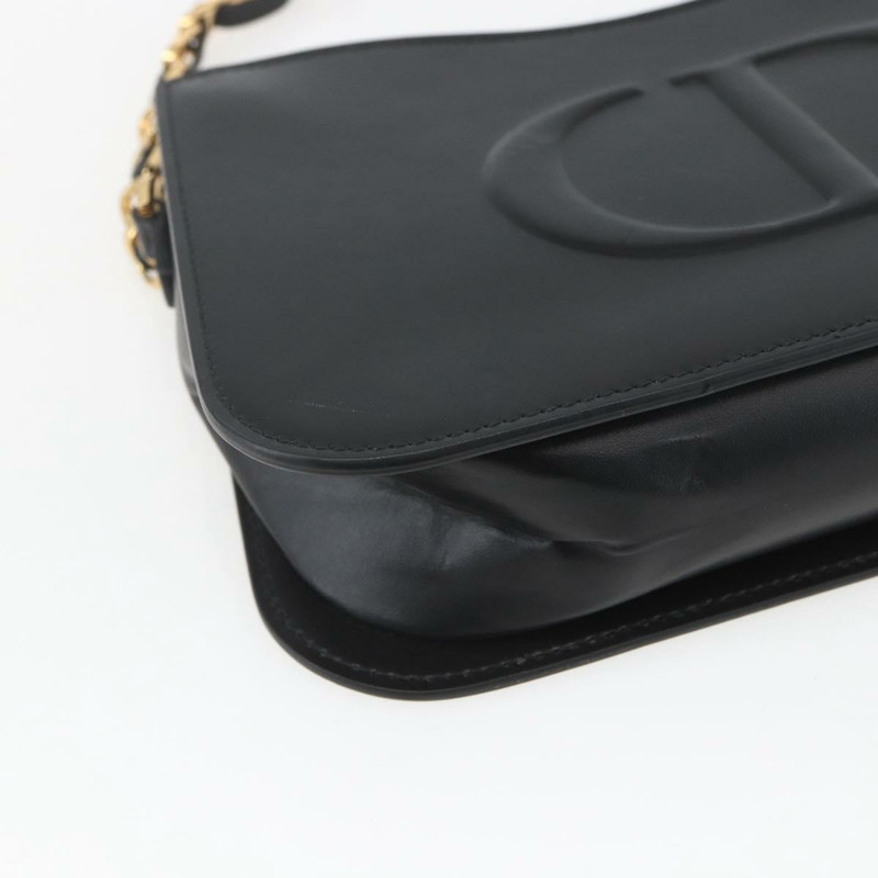 【日本直送】Christian Dior 黑色金色皮革肩背包，正品 ka1879SAM-14