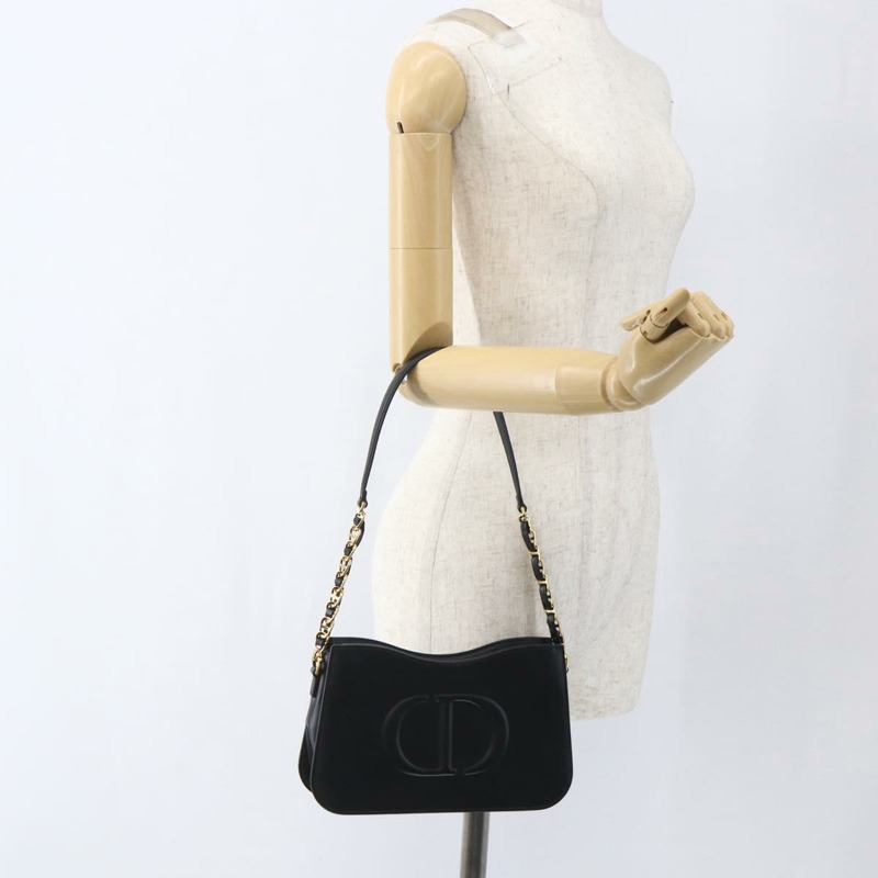 【日本直送】Christian Dior 黑色金色皮革肩背包，正品 ka1879SAM-22