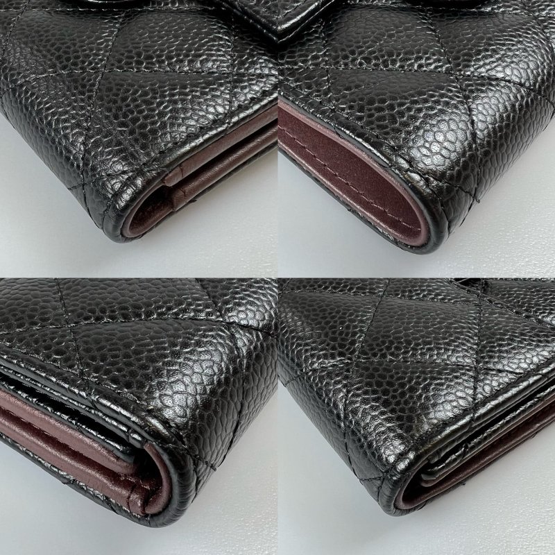 CHANEL CF三折短夾 荔枝黑金 24開-8