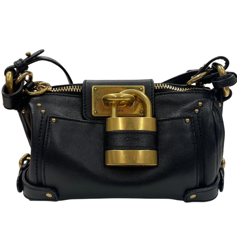 CHLOE 克蘿伊 PADDINGTON 迷你鎖頭包 皮革 黑色 金釦-1