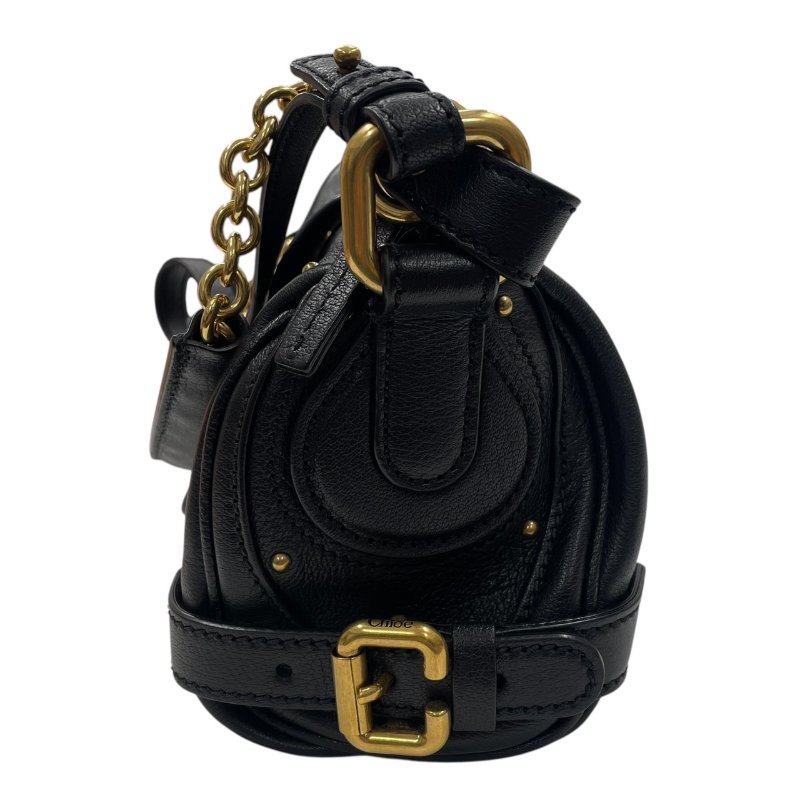 CHLOE 克蘿伊 PADDINGTON 迷你鎖頭包 皮革 黑色 金釦-3