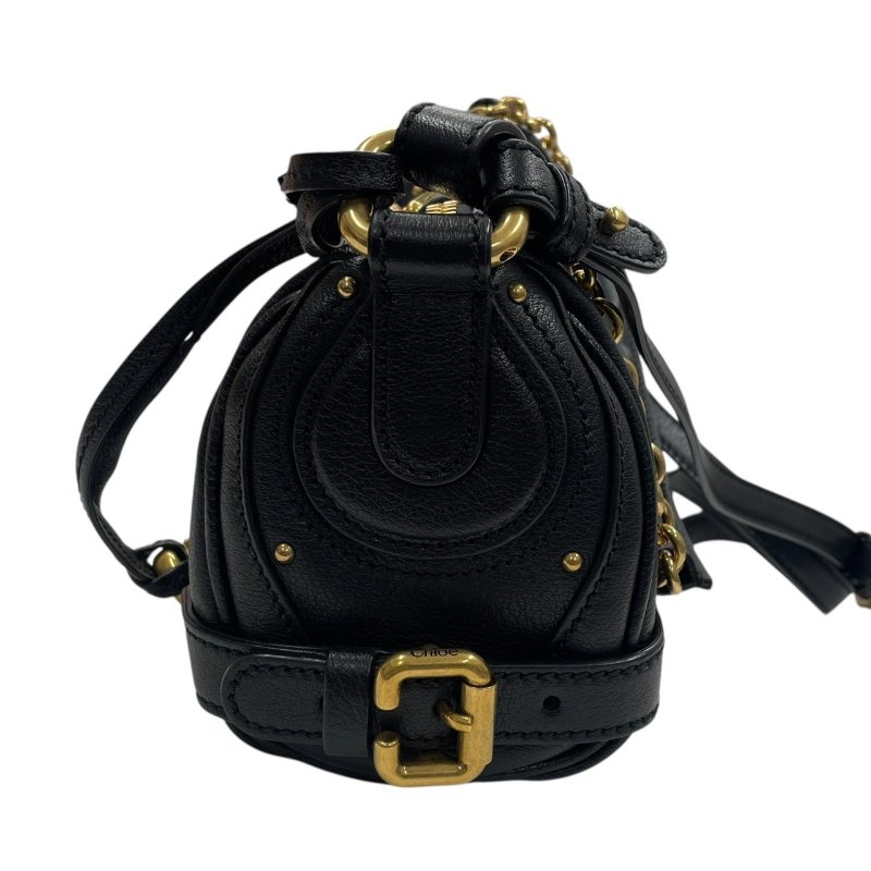 CHLOE 克蘿伊 PADDINGTON 迷你鎖頭包 皮革 黑色 金釦-4
