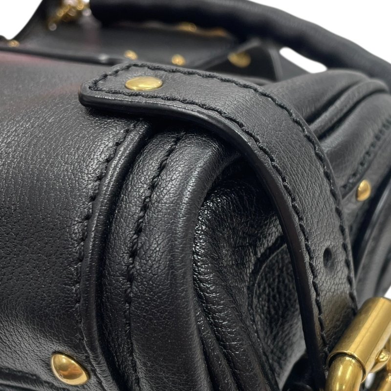 CHLOE 克蘿伊 PADDINGTON 迷你鎖頭包 皮革 黑色 金釦-7