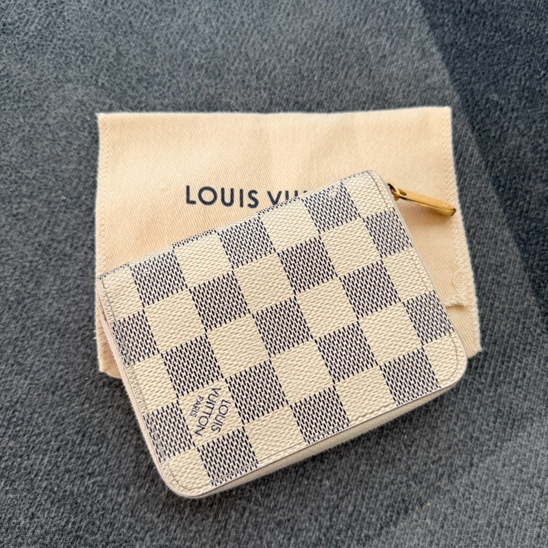 Lv白色棋盤格零錢包-1