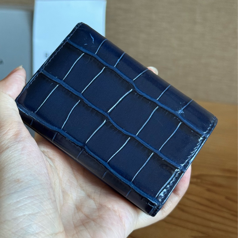 Balenciaga Hourglass鱷魚壓紋牛皮三折短夾-5