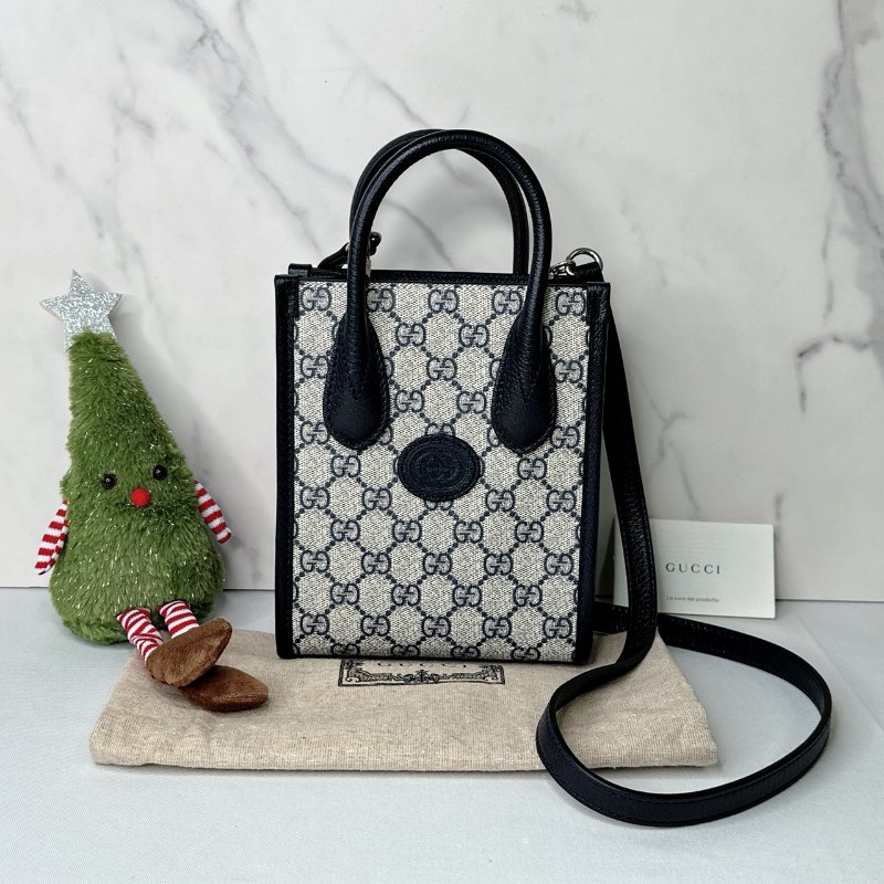 GUCCI 全新mini深藍手提斜背琴譜包-0