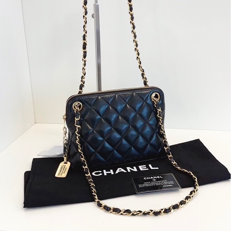 Chanel 康鵬銘牌雙鏈貝殼包小號 老香 vintage-0