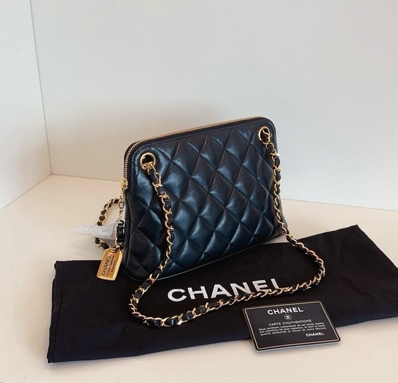 Chanel 康鵬銘牌雙鏈貝殼包小號 老香 vintage-1