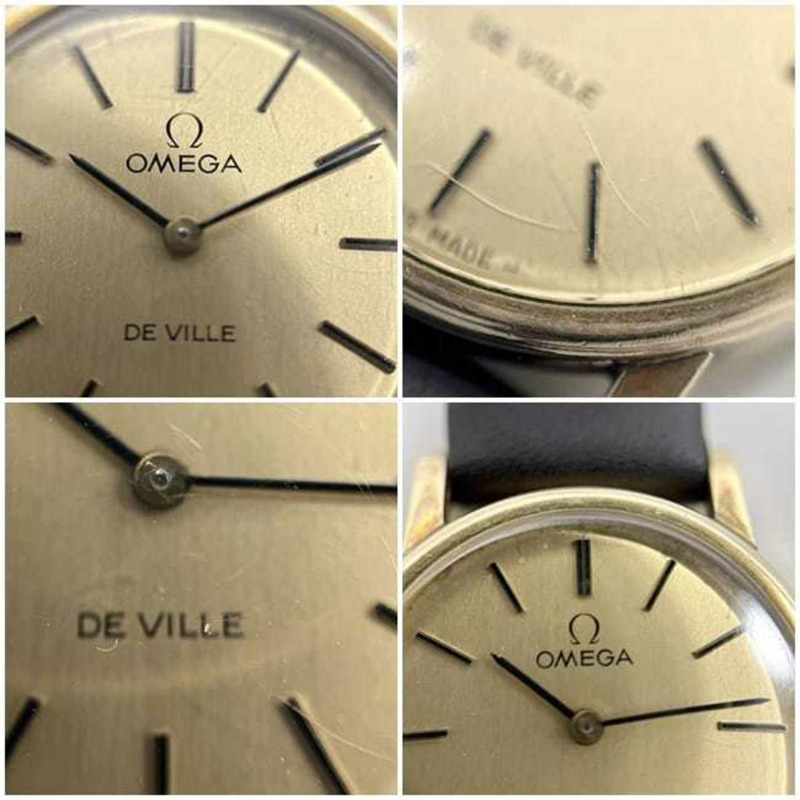 歐米茄碟飛系列腕錶 f-25030 金色黑色女士不鏽鋼錶帶皮革手動上鍊歐米茄錶盤模擬指針不鏽鋼-9