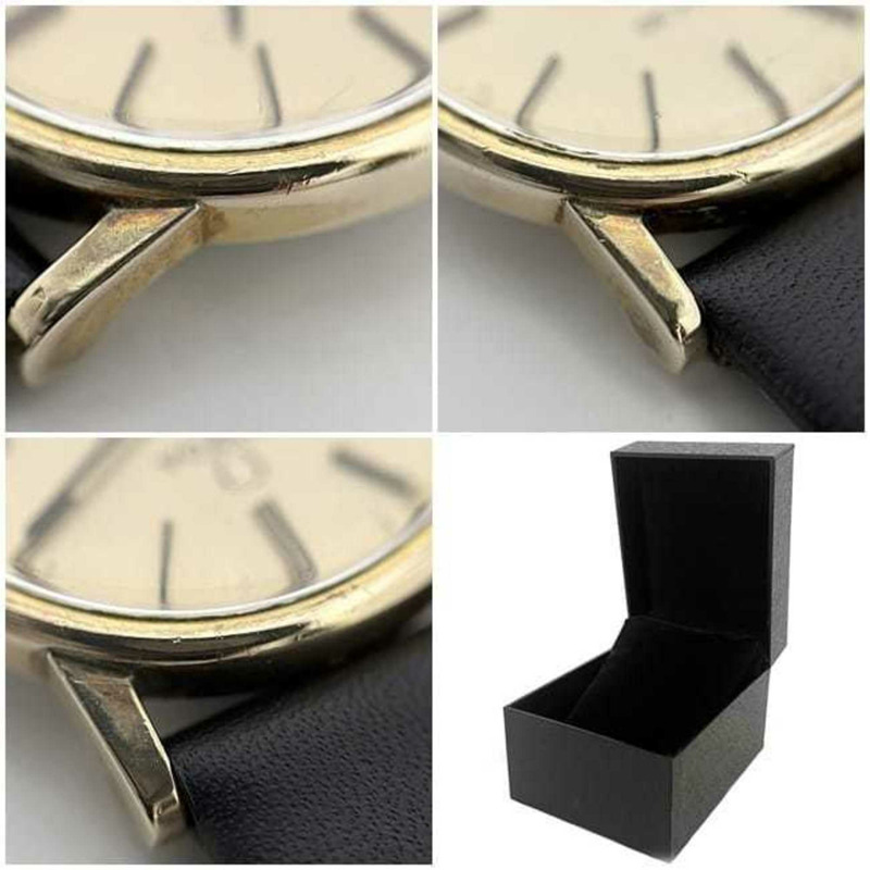 歐米茄碟飛系列腕錶 f-25030 金色黑色女士不鏽鋼錶帶皮革手動上鍊歐米茄錶盤模擬指針不鏽鋼-10