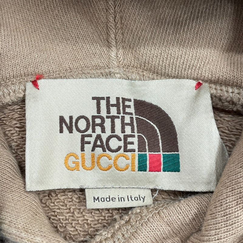 GUCCI×THE NORTH FACE 古馳 北面 聯名款 LOGO長袖帽T 棉質 焦糖色 XS-2