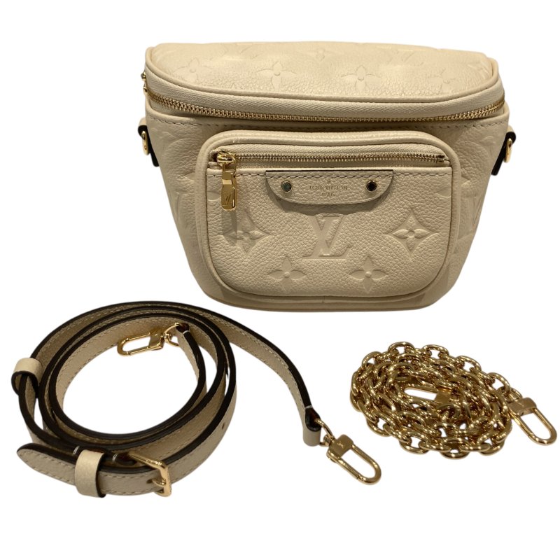 LOUIS VUITTON 路易威登 M83275 MONOGRAM EMPREINTE NOIR 牛皮 老花 單肩包 迷你腰包 白色-0