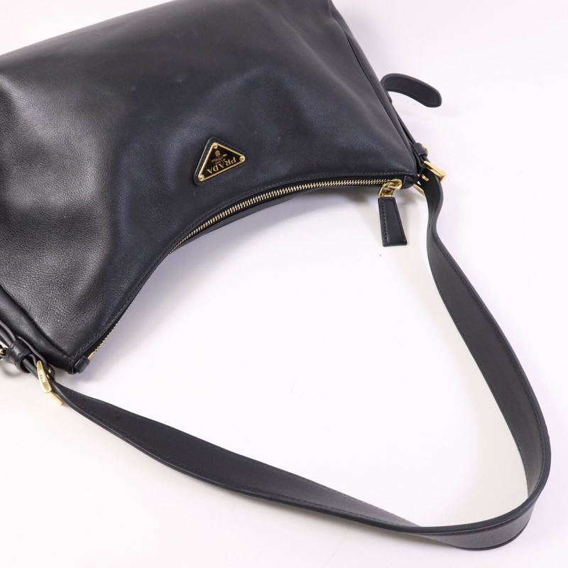 PRADA 羊皮皮革Aimee金扣肩背袋-8