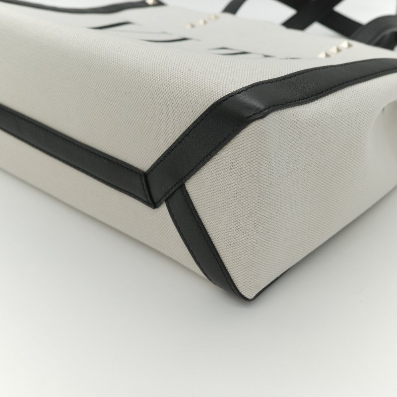 Valentino 華倫天奴 VLTN 迷你 黑白 帆布拼接 牛皮 托特包-8