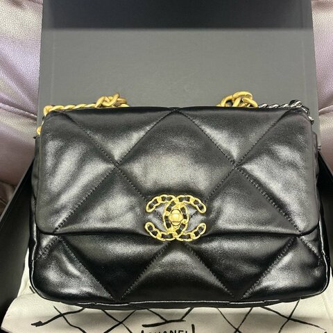 香奈兒/Chanel 黑金19bag小號 鏈條包