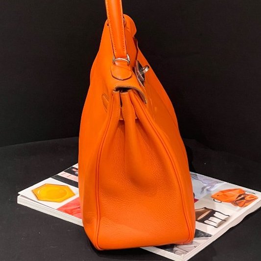 愛馬仕Hermes Kelly32 愛馬仕橙銀扣 ec皮 手提包-2