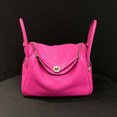 近新品 愛馬仕Hermes Lindy26 玫瑰紫銀扣 tc皮 手提肩背包
