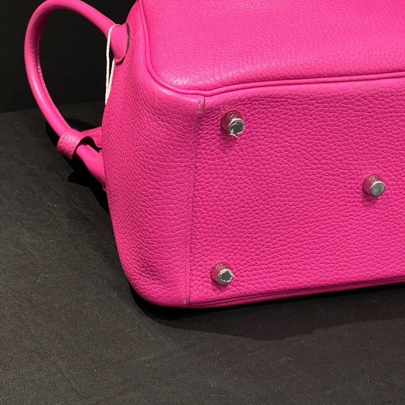 近新品 愛馬仕Hermes Lindy26 玫瑰紫銀扣 tc皮 手提肩背包-8