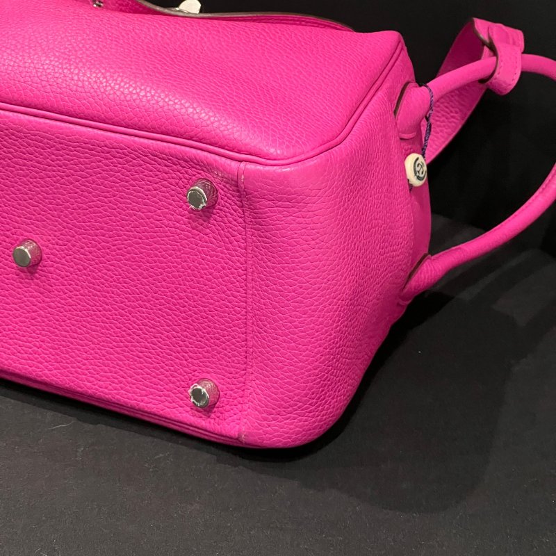 近新品 愛馬仕Hermes Lindy26 玫瑰紫銀扣 tc皮 手提肩背包-9
