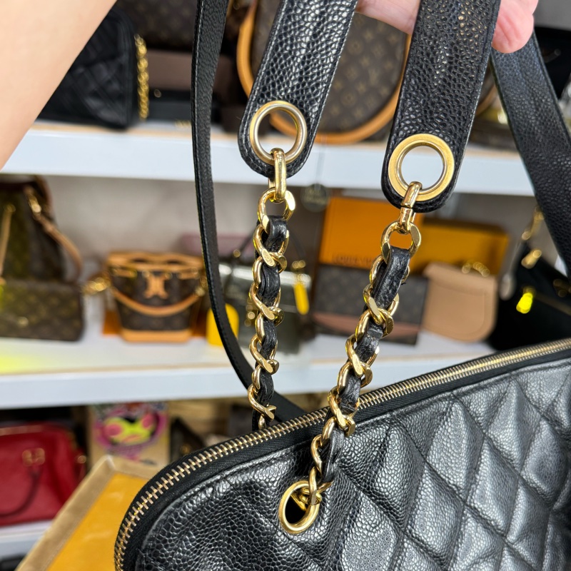 上架中🔑Chanel 黑荔枝紋信封托特包/肩背包-15