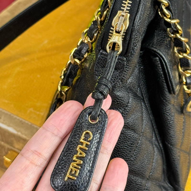 上架中🔑Chanel 黑荔枝紋信封托特包/肩背包-18