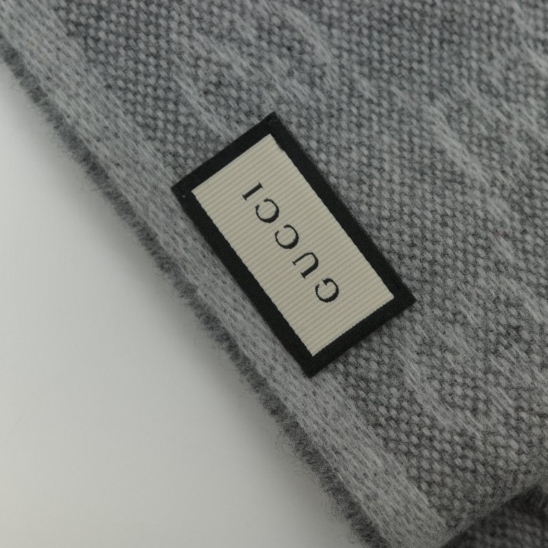 （閒置品♥️吊牌紙袋有）Gucci 古馳 GG logo 灰色 羊毛 流蘇圍巾-8