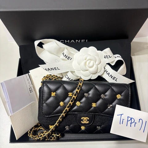 現貨 Chanel 限量徽章款 雙層 WOC 二合一鏈條包 發財包