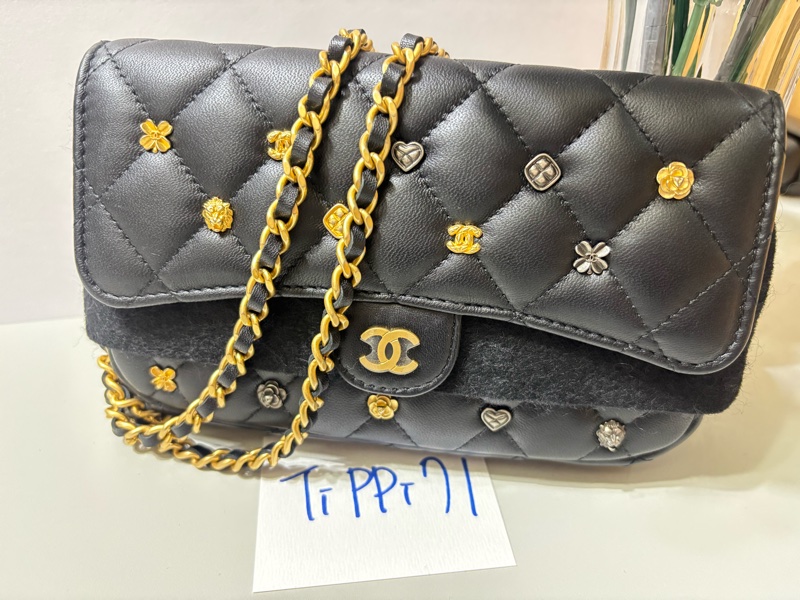 Chanel 限量徽章款 雙層 WOC 二合一鏈條包 發財包-3