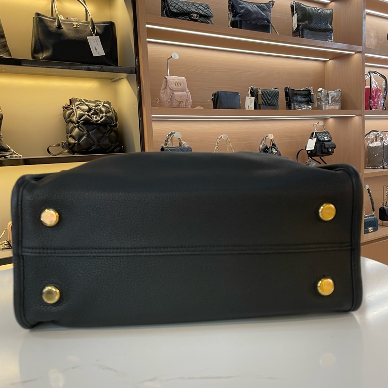 Gucci黑色全皮logo托特中号斜挎包-4