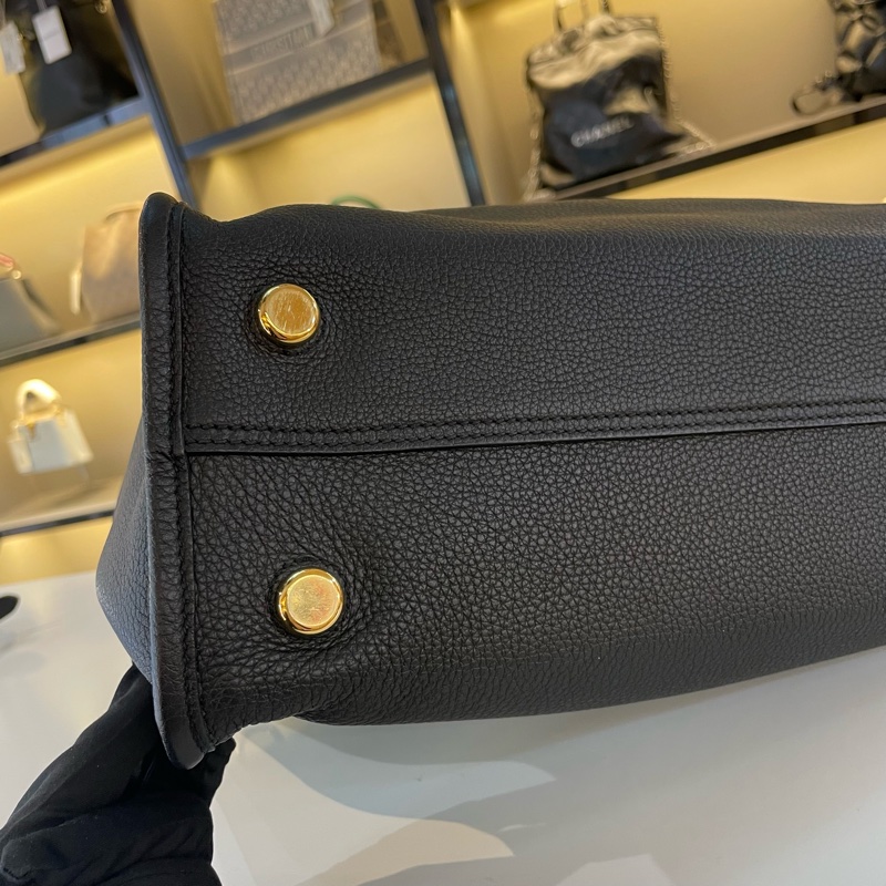 Gucci黑色全皮logo托特中号斜挎包-5