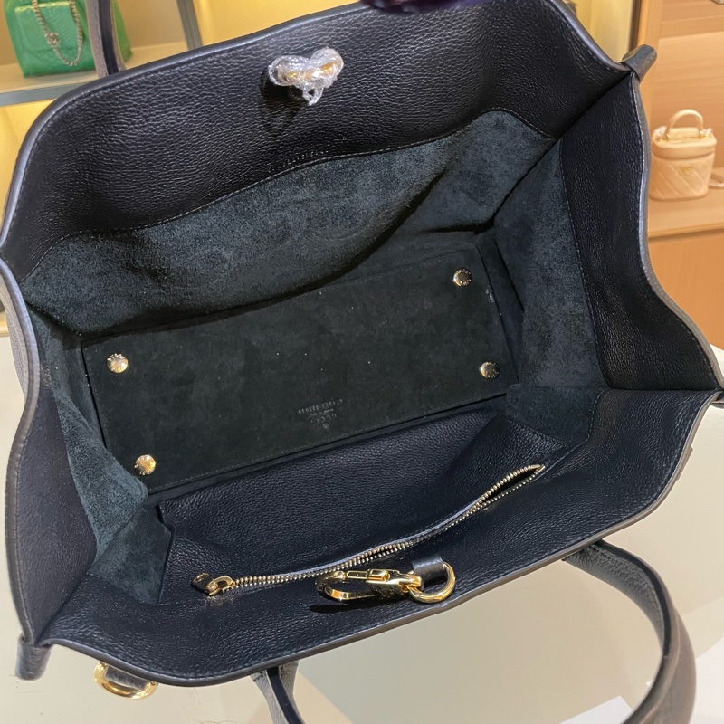 Gucci黑色全皮logo托特中号斜挎包-12