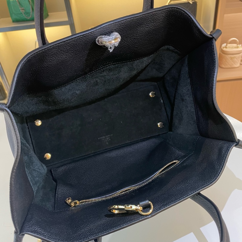 Gucci黑色全皮logo托特中号斜挎包-13