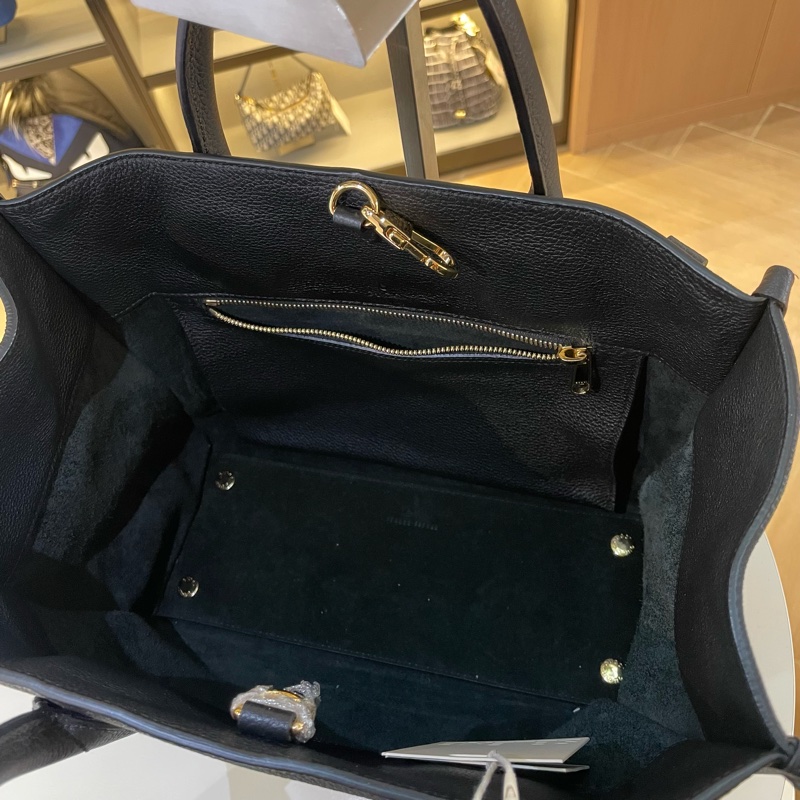 Gucci黑色全皮logo托特中号斜挎包-14