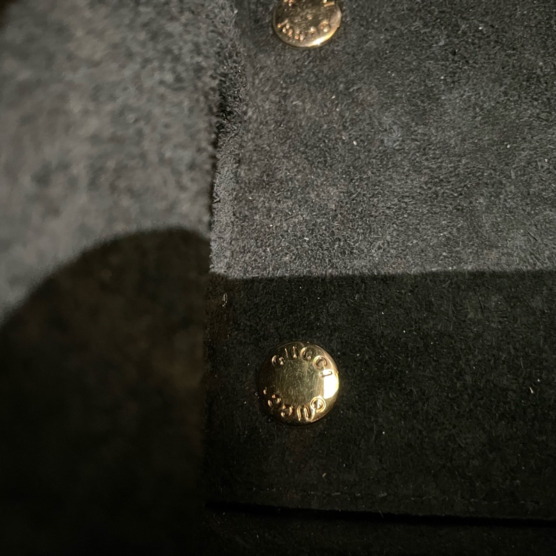 Gucci黑色全皮logo托特中号斜挎包-15