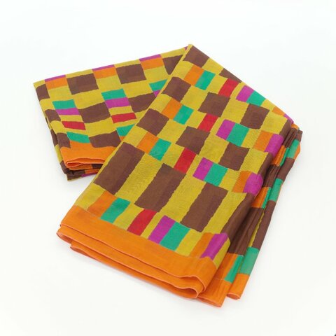 Hermès愛馬仕 Kente 多色印花 純棉圍巾 披肩