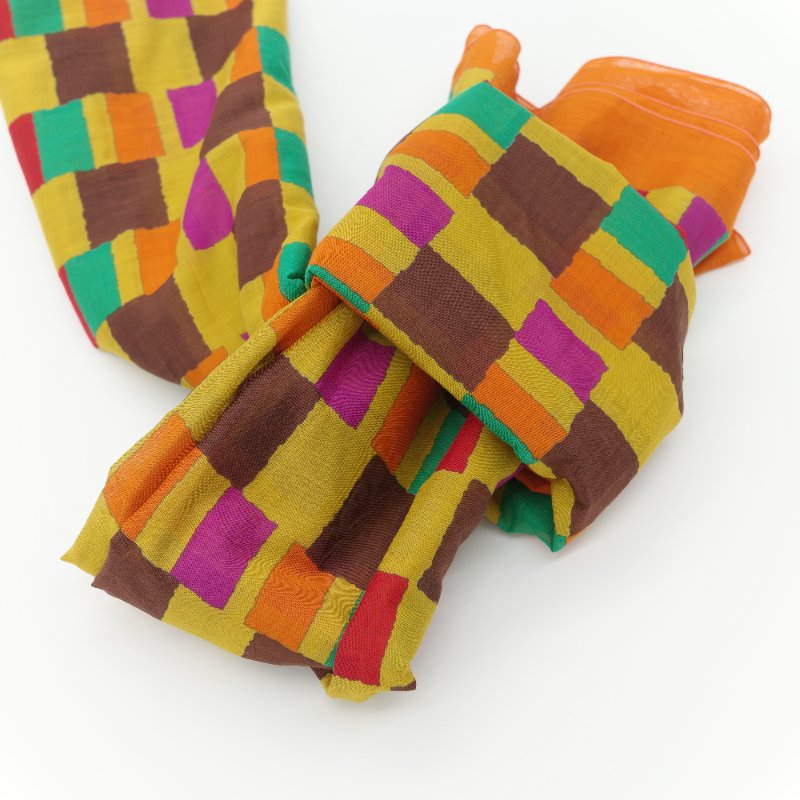 Hermès愛馬仕 Kente 多色印花 純棉圍巾 披肩-3