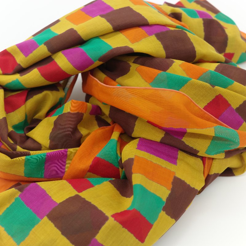 Hermès愛馬仕 Kente 多色印花 純棉圍巾 披肩-9