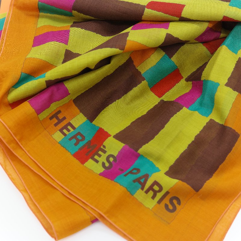 Hermès愛馬仕 Kente 多色印花 純棉圍巾 披肩-1