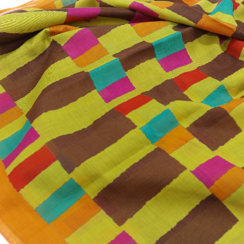 Hermès愛馬仕 Kente 多色印花 純棉圍巾 披肩-3