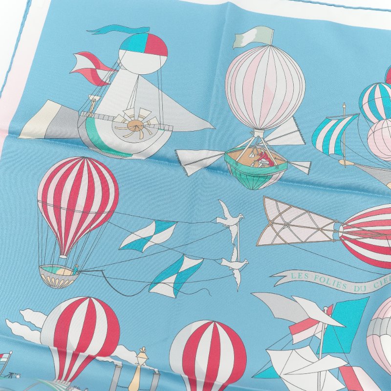 (稀有雙面印花♥️)Hermès 愛馬仕 Les Folies du Ciel天空的瘋狂 雙面印花 真絲方巾-3