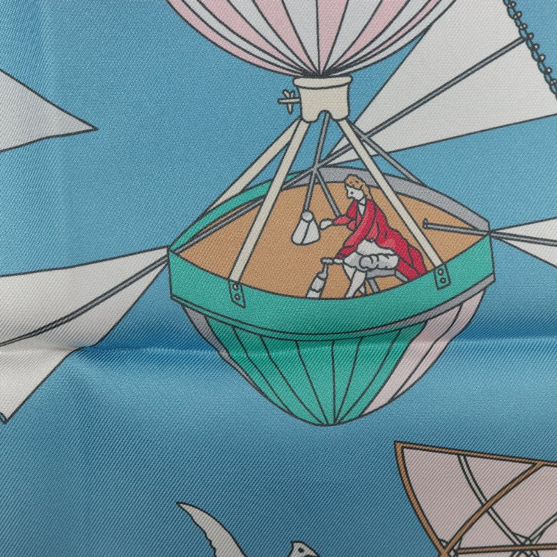 (稀有雙面印花♥️)Hermès 愛馬仕 Les Folies du Ciel天空的瘋狂 雙面印花 真絲方巾-4