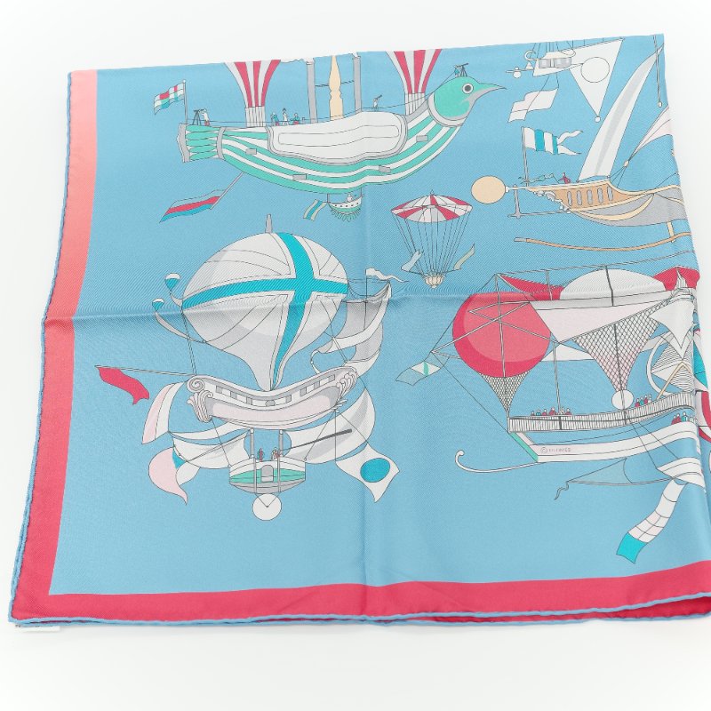 (稀有雙面印花♥️)Hermès 愛馬仕 Les Folies du Ciel天空的瘋狂 雙面印花 真絲方巾-5