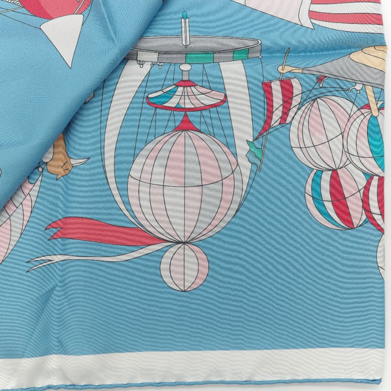 (稀有雙面印花♥️)Hermès 愛馬仕 Les Folies du Ciel天空的瘋狂 雙面印花 真絲方巾-7