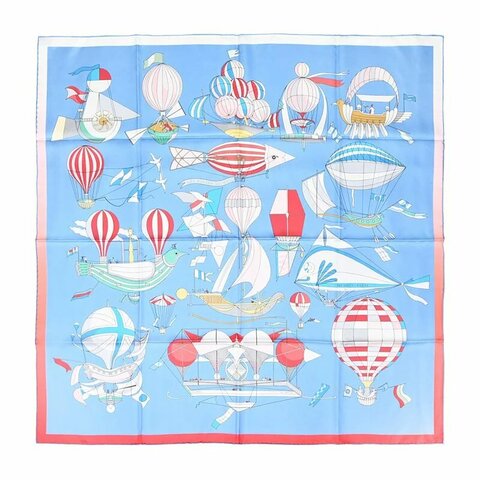 （稀有雙面印花♥️）Hermès 愛馬仕 Les Folies du Ciel天空的瘋狂 雙面印花 真絲方巾
