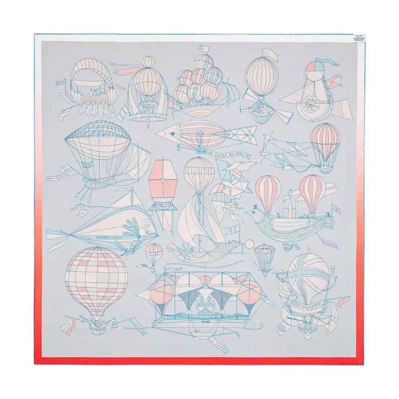 (稀有雙面印花♥️)Hermès 愛馬仕 Les Folies du Ciel天空的瘋狂 雙面印花 真絲方巾-1