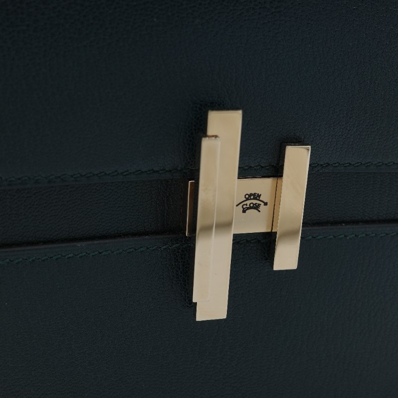 Hermès愛馬仕 Cinhetic 松石綠色 山羊皮 斜背包-10