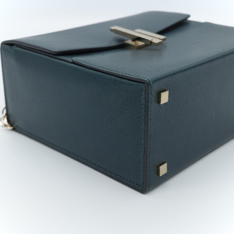 Hermès愛馬仕 Cinhetic 松石綠色 山羊皮 斜背包-16