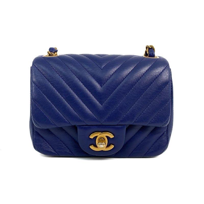 △ Chanel 香奈兒 Navy Lambskin Gold Tone Metal V-Stitch Chain Crossbody Bag No.21 深藍色小羊皮金色金屬鎖鏈斜背袋No.21 - 267000721-1